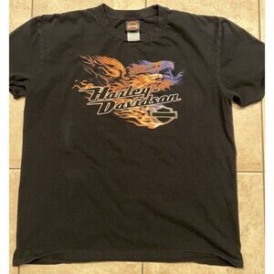 Harley Davidson Shirt Mens XL Black Potsdam Germany George Washington Flames